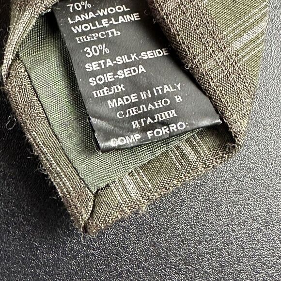 Hugo Boss Wool Silk Neck Tie Mens Green Brown Criss Cross Striped Made in Italy* - Picture 10 of 12